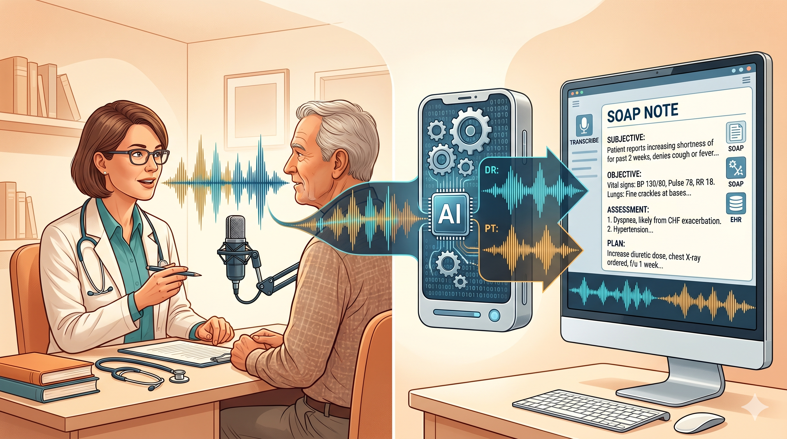 Transcripción médica IA nota clínica automática